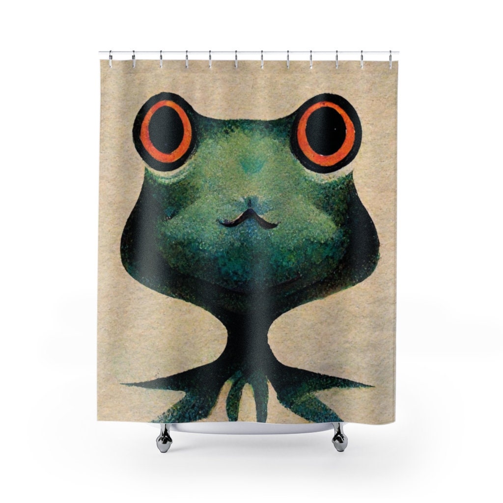 Cool And Playful Anime Frog Shower Curtain With Boho Style - A Perfect Addition To Your Bathroom Decor