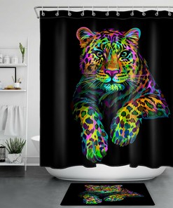 Cool Animal Tiger Print Waterproof Shower Curtain For Kids' Bathroom Decor
