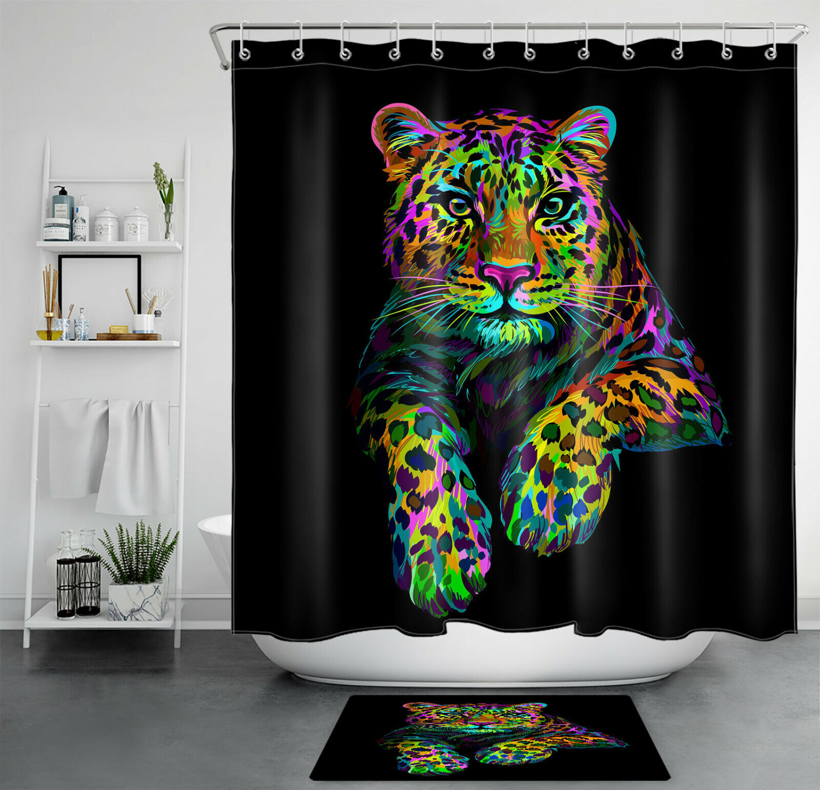 Cool Animal Tiger Print Waterproof Shower Curtain For Kids' Bathroom Decor