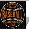 Cool Baseball Graphic Shower Curtain In Black, Add Some Sports Spirit To Your Bathroom
