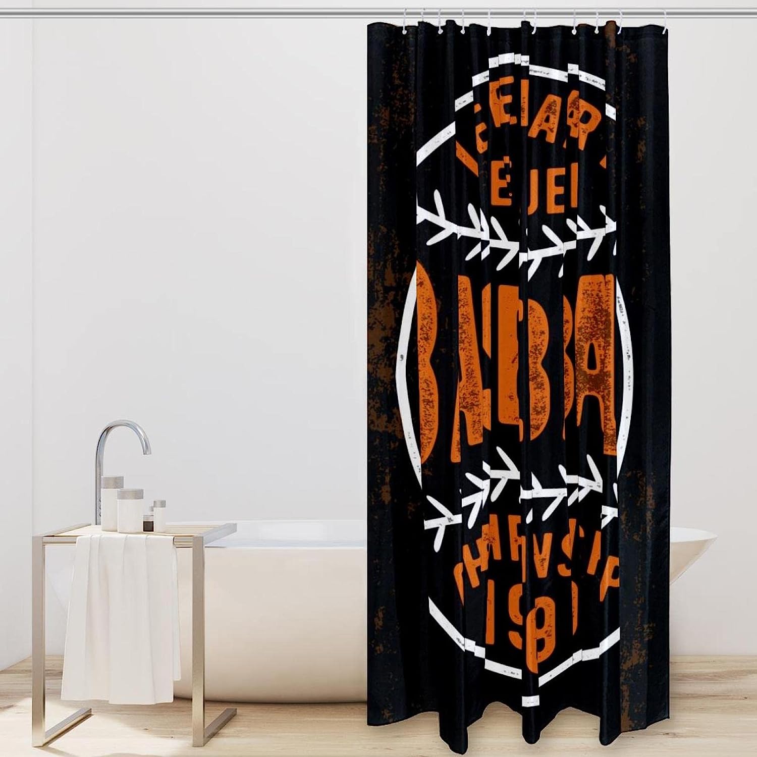 Cool Baseball Graphic Shower Curtain In Black, Add Some Sports Spirit To Your Bathroom - Image 2