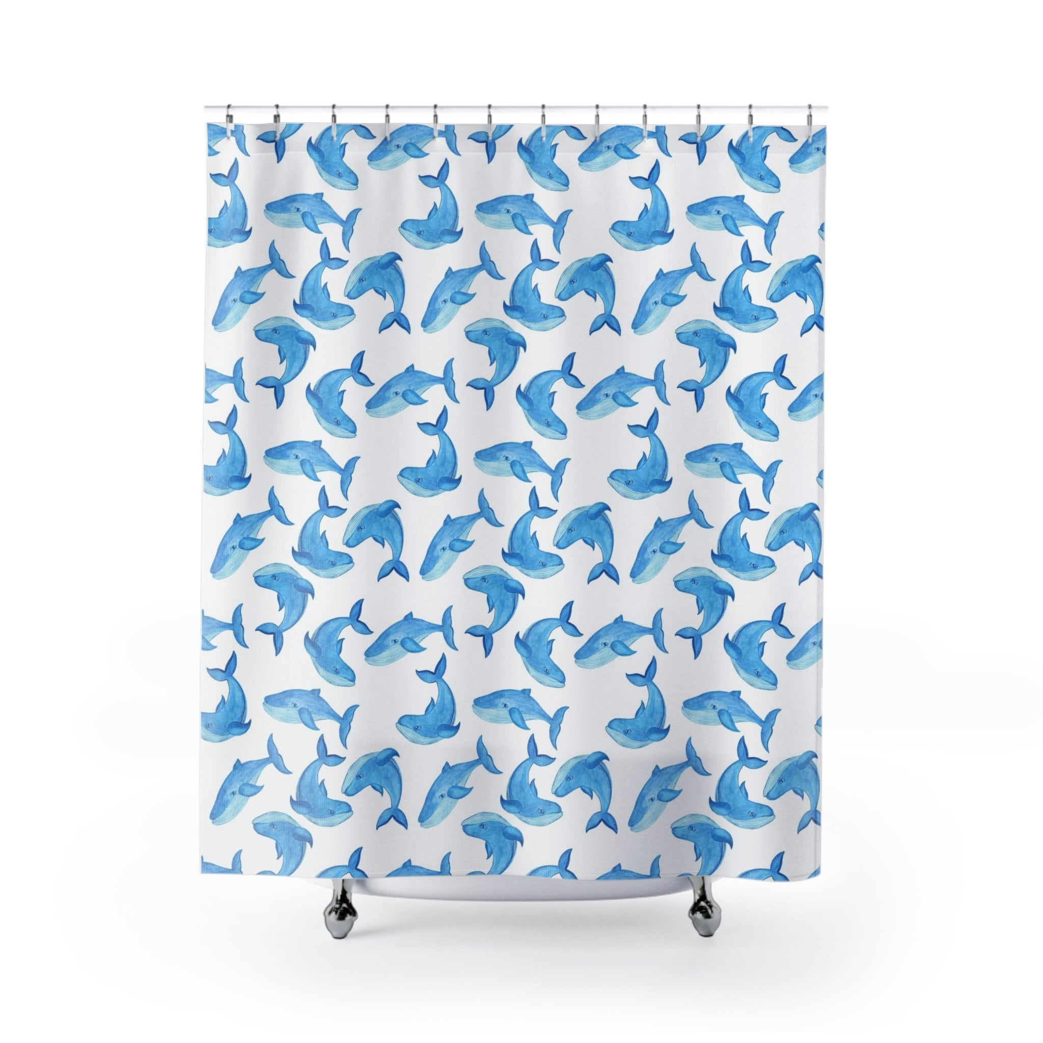 Cool Blue Whale Fabric Unique Bath Bathroom Decor Shower Curtain