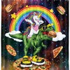Cool Cartoon Kids Shower Curtain With Colorful Rainbow In Fantasy Galaxy Space Print, Perfect For Playful Bathroom Decor
