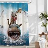 Cool Cat Riding A Shark Shower Curtain - A Fun And Funky Bathroom Idea For Kids