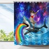 Cool Cat and Shark Shower Curtain Set, Funny Bathroom Decor for Animal Lovers 