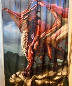 Cool Dragon Fantasy Art Shower Curtain with Scary and Spooky Design