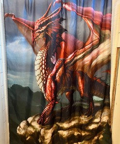 Cool Dragon Fantasy Art Shower Curtain with Scary and Spooky Design