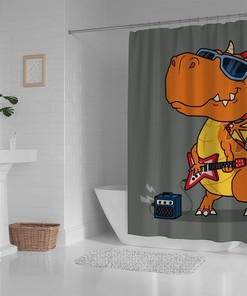 Cool Dragon Playing Guitar Shower Curtain For A Unique Bathroom