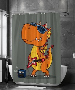Cool Dragon Playing Guitar Shower Curtain For A Unique Bathroom