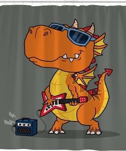 Cool Dragon Playing Guitar Shower Curtain For A Unique Bathroom