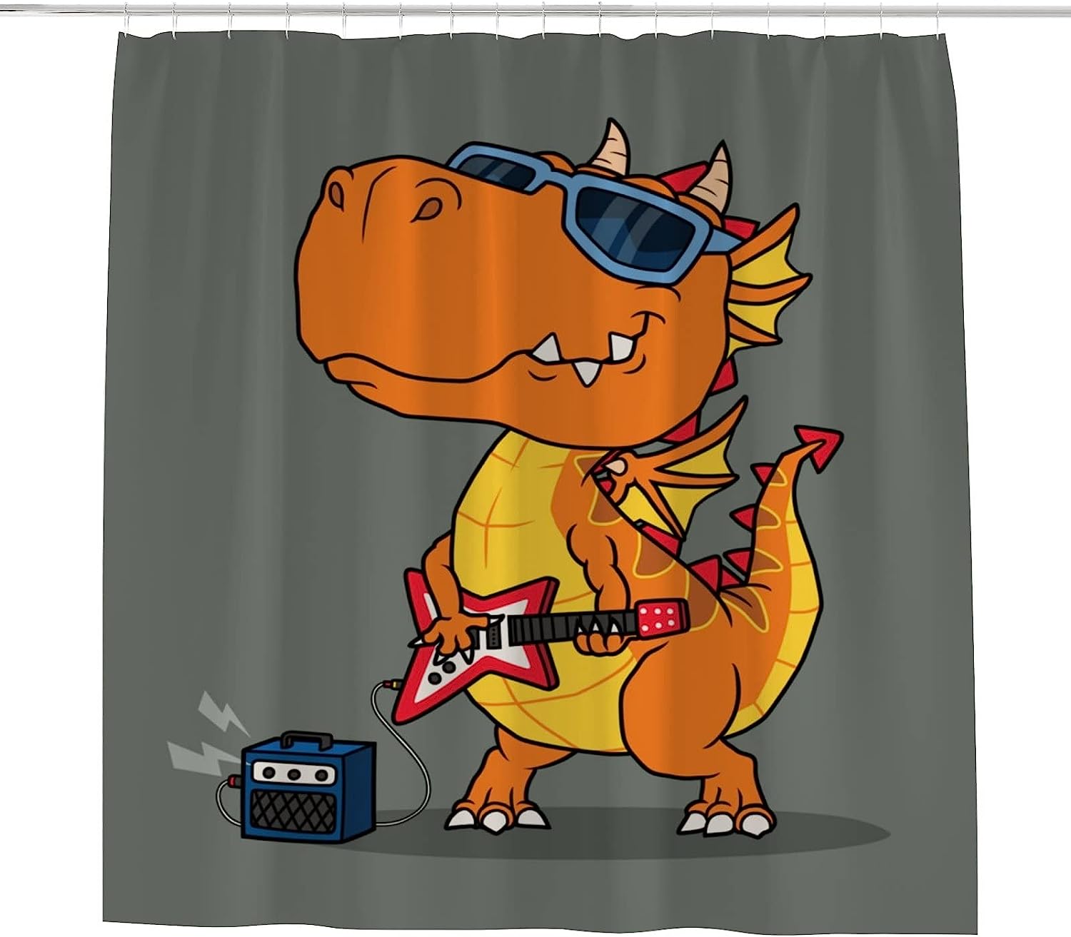Cool Dragon Playing Guitar Shower Curtain For A Unique Bathroom