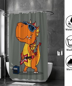 Cool Dragon Playing Guitar Shower Curtain For A Unique Bathroom
