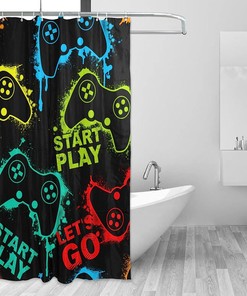 Cool Game Handle Waterproof Fabric Shower Curtain - Bathroom Decor by WELLDAY