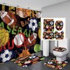 Cool Graffiti Sports Shower CurtainBasketball Soccer Volleyball Tennis Baseball Theme Bathroom Decor for Boys