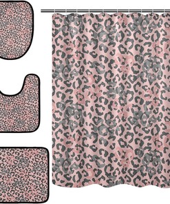 Cool Leopard Spot Shower Curtain With Matching Mat For Trendy Bathroom Decor