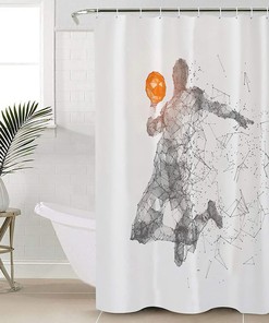 Cool Man Playing Basketball Unique Shower Curtain for Bathroom Decor