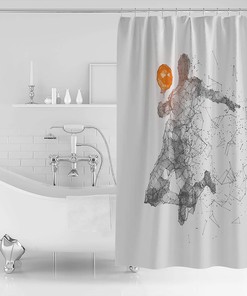 Cool Man Playing Basketball Unique Shower Curtain for Bathroom Decor