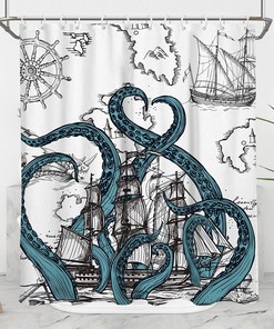 Cool Nautical Octopus Shower Curtain For Ocean Lover'S Bathroom