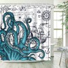 Cool Nautical Octopus Shower Curtain with Sailboat and Pirate Theme for Boys Bathroom 