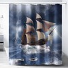 Cool Nautical Theme Pirate Ship Pattern Shower Curtain Waterproof Fabric 