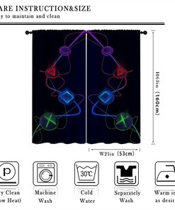Cool Retro Playing Gamer Bedroom Blackout Curtains - Room Darkening Wide For Boy Living Room
