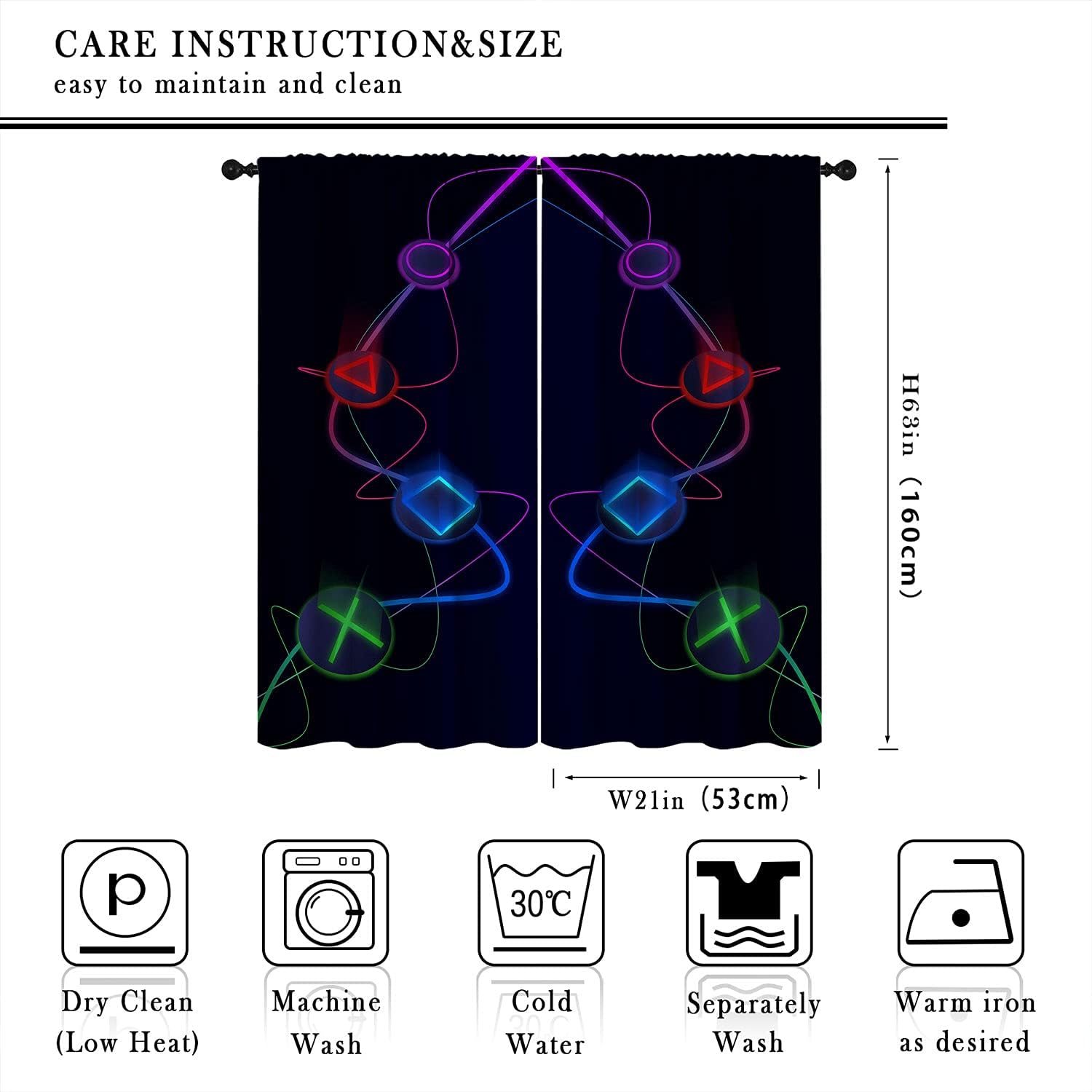 Cool Retro Playing Gamer Bedroom Blackout Curtains - Room Darkening Wide For Boy Living Room