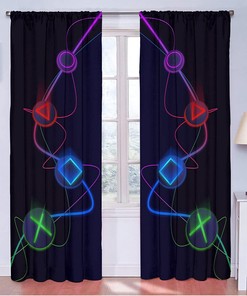 Cool Retro Playing Gamer Bedroom Blackout Curtains - Room Darkening Wide For Boy Living Room