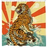 Cool Rising Sun Japanese Shower Art Tiger Shower Curtain for Spa-Like Bathroom Decor