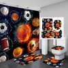 Cool Sports Shower Curtain With Waterproof Navy Blue Fabric, Featuring Water Fire Basketball Soccer