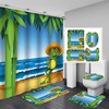 Cool Summer Cartoon Frog Shower Curtain with Ocean and Sandy Beach Print