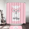Cool and Quirky Llama Shower Curtain with Cute Heart Glasses on Pink Background