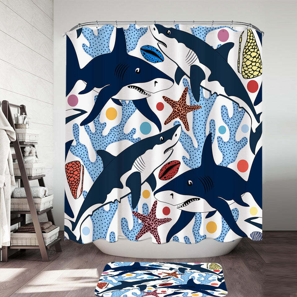 Coral And Sharks Shower Curtain - A Vibrant And Fierce Addition To Your Bathroom Decor