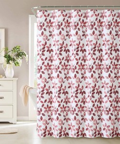 Coral Blush Flower Floral Pattern Fabric Shower Curtain - Perfect For Any Bathroom Decor