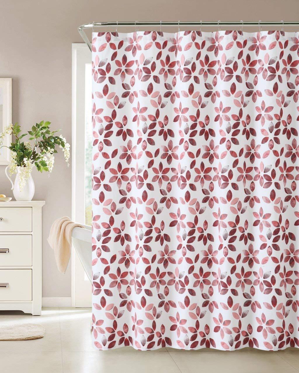 Coral Blush Flower Floral Pattern Fabric Shower Curtain - Perfect For Any Bathroom Decor