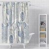 Coral Coastal Beach Shower Curtain with Seashell Conch Seahorse Ocean Starfish - Nautical Blue Marine