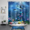 Coral Fish & Blue Dolphin Underwater Shower Curtain Accessory Set
