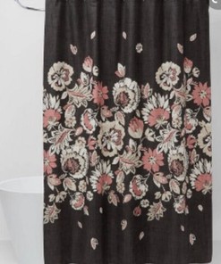 Coral Floral Fabric Shower Curtain by Threshold