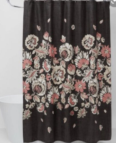 Coral Floral Fabric Shower Curtain by Threshold