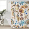Coral Marine Sealife Nautical Shower Curtain with Starfish and Seashell Prints - Beach Theme Ocean Decor