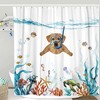 Coral Orange Funny Dog Shower Curtain With Waterproof Fabric And Nautical Animal Prints For A Relaxing