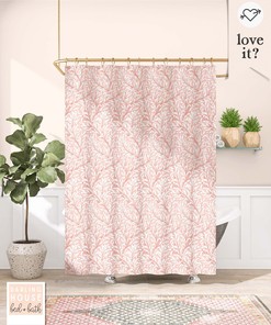 Coral Pink Art Nouveau Shower Curtain - William Morris Bathroom Decor