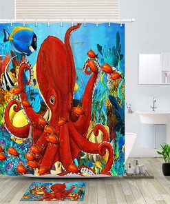 Coral Reef Red Octopus Shower Curtain - A Bold And Striking Design For Your Bathroom