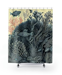 Coral Reef Scientific Illustration Shower Curtain