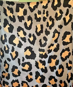 Corena Leopard Shower Curtain - Black, Dark Cream & Gold On Gray Violet