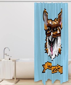 Corgi Dog Blue Waterproof Bathroom Curtain for Your Shower