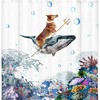 Corgi Dog Riding Whales In Ocean Wave Print Shower Curtain