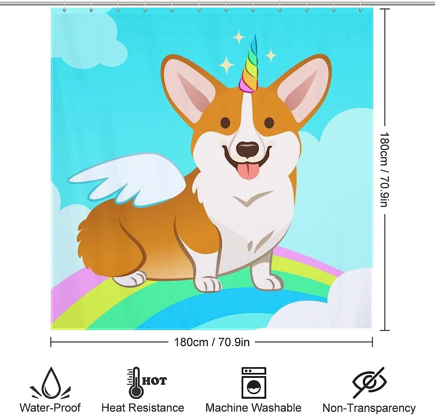 Corgi Dog Riding a Unicorn Shower Curtain for Your Bathroom Decor