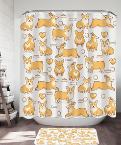 Corgi Dog Tub Bubbles Funny Words Shower Curtain - Whimsical Bathroom Decor