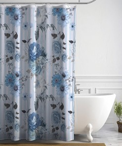 Cornflower Blue Roses Floral Botanical Shower Curtain for Elegant Bathroom Decor
