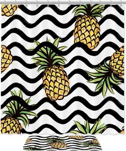 Corrugated Pineapples Shower Curtain for Bathroom Decor